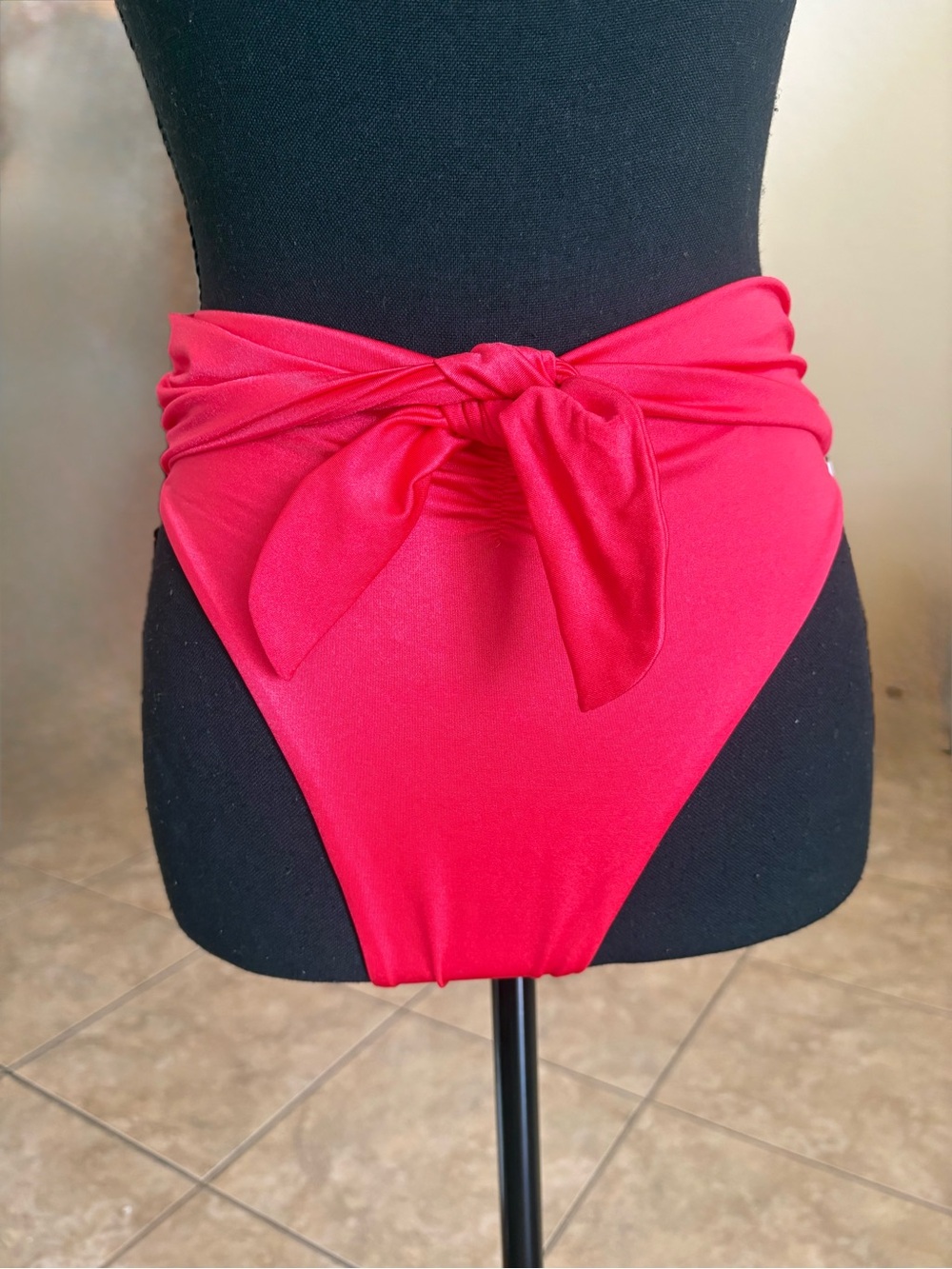 Victoria's Secret Red High-Waist Bikini Bottom with Tie Detail
